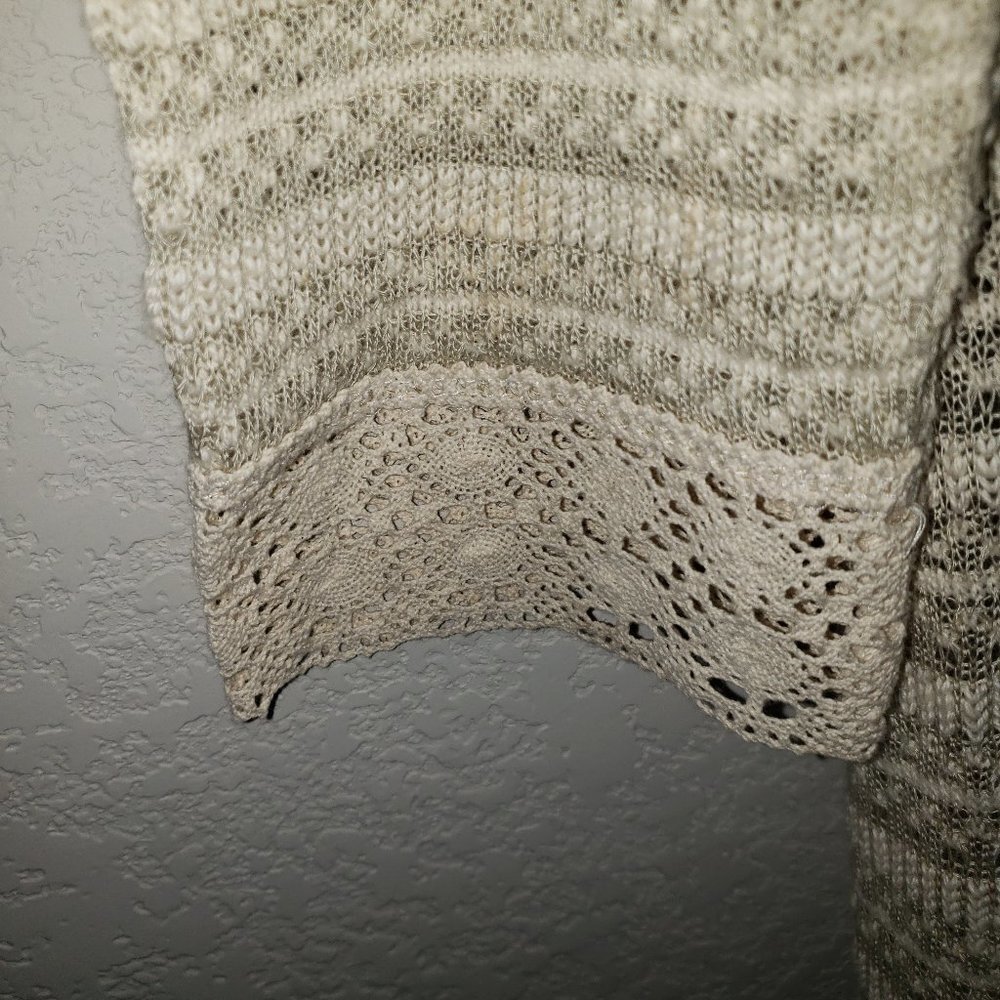 MiAmi, M, crochet and lace long (above the knee) open front cardigan Ivory color - Picture 3 of 7